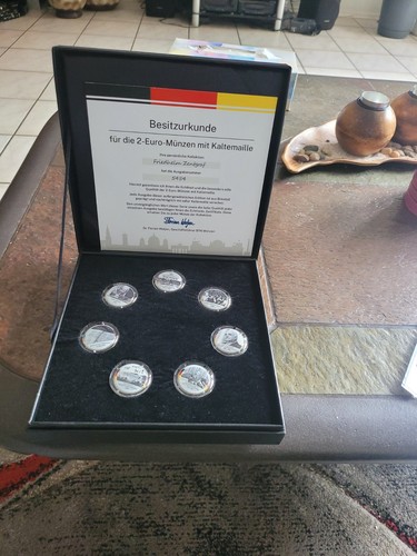 Euro coins with cold enamel - with,